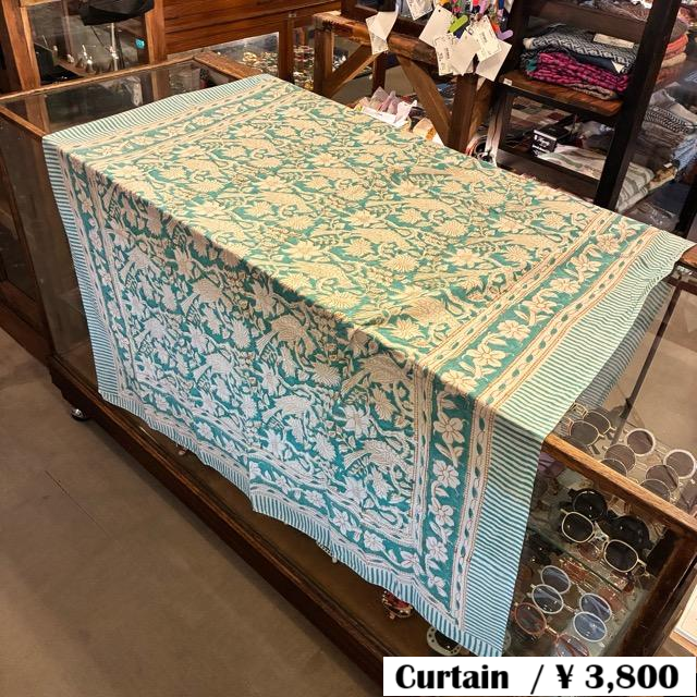 TOPANGA Homefurnishing India Block print curtain Green D 110×180cm