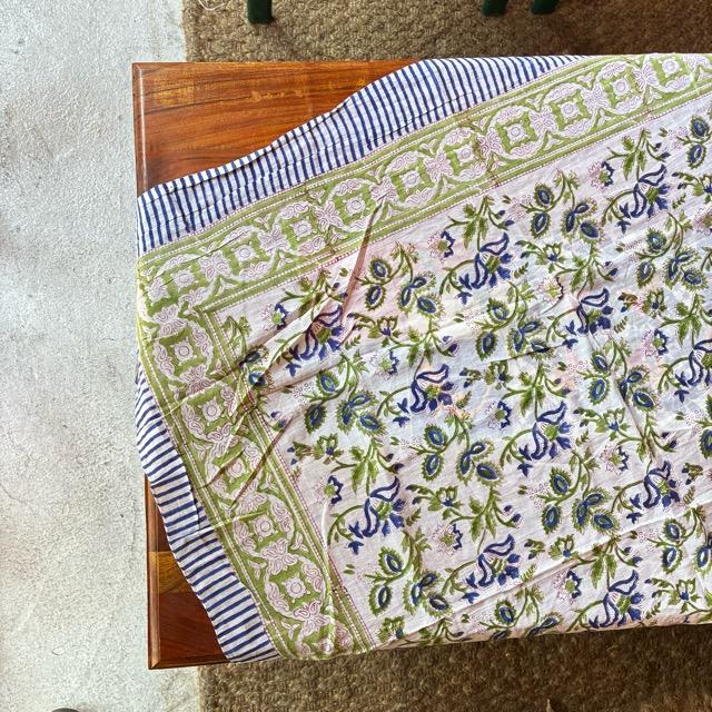 TOPANGA Homefurnishing India Block print curtain Blue A 110×180cm