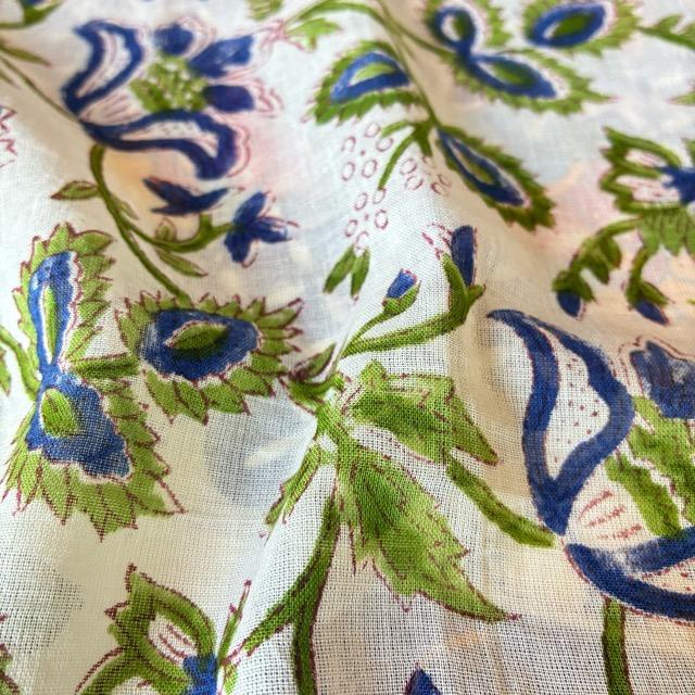 TOPANGA Homefurnishing India Block print curtain Blue A 110×180cm