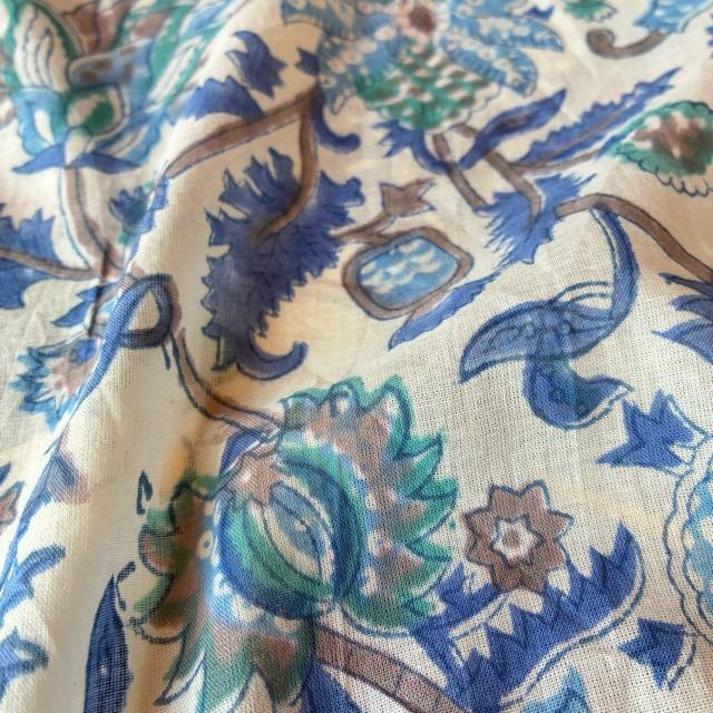 TOPANGA Homefurnishing India Block print curtain Blue B 110×180cm