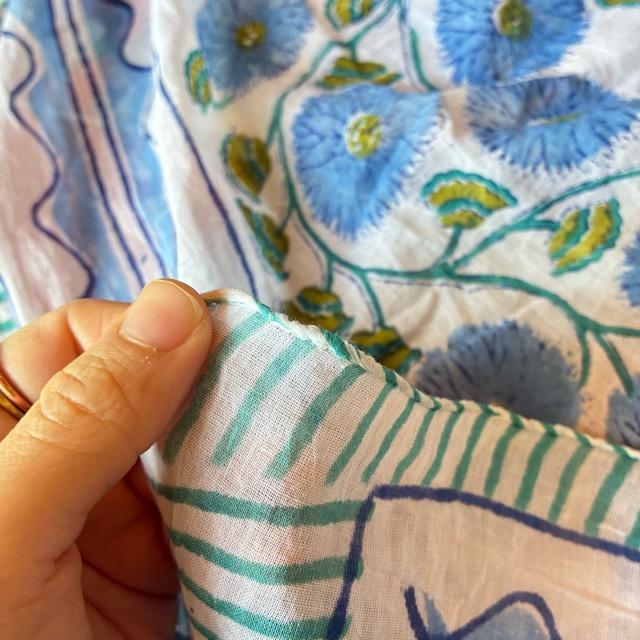 TOPANGA Homefurnishing India Block print curtain Blue C 110×180cm