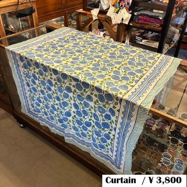 TOPANGA Homefurnishing India Block print curtain Blue C 110×180cm