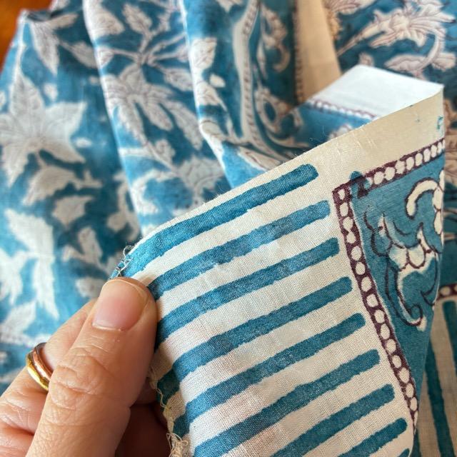 TOPANGA Homefurnishing India Block print curtain Blue D 110×180cm