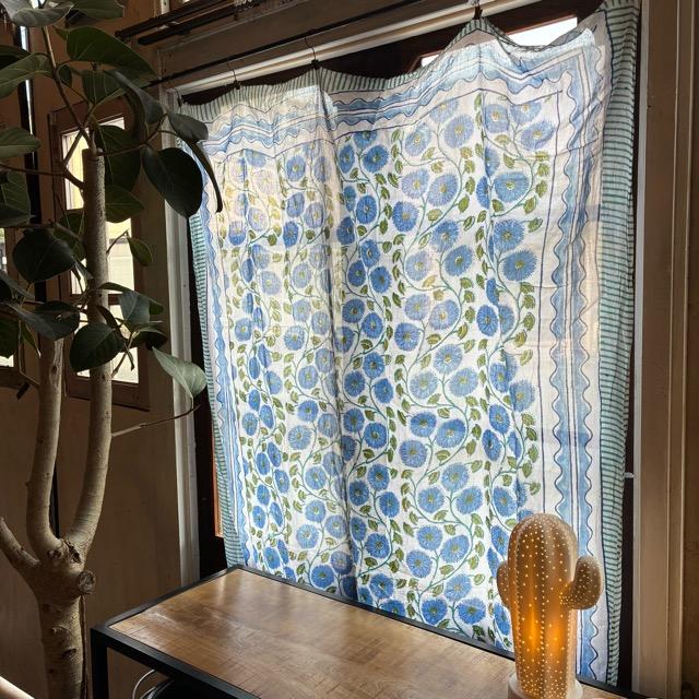 TOPANGA Homefurnishing India Block print curtain Blue D 110×180cm