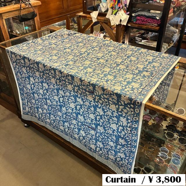 TOPANGA Homefurnishing India Block print curtain Blue D 110×180cm