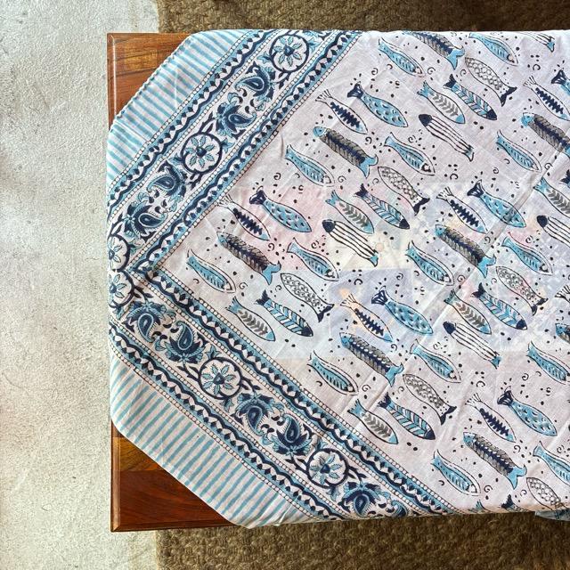 TOPANGA Homefurnishing India Block print curtain Blue E 110×180cm