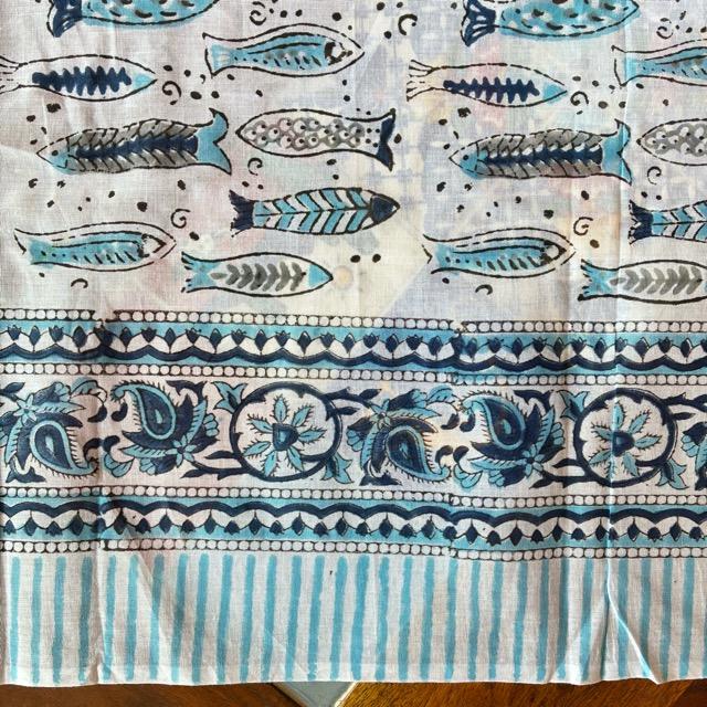 TOPANGA Homefurnishing India Block print curtain Blue E 110×180cm