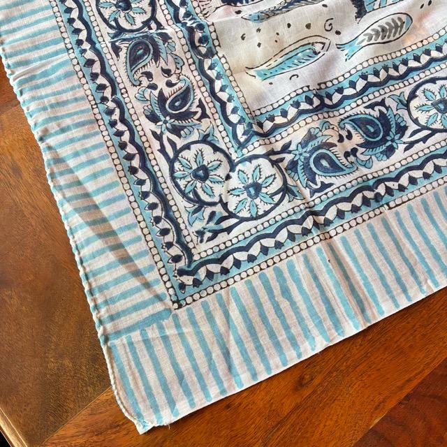 TOPANGA Homefurnishing India Block print curtain Blue E 110×180cm