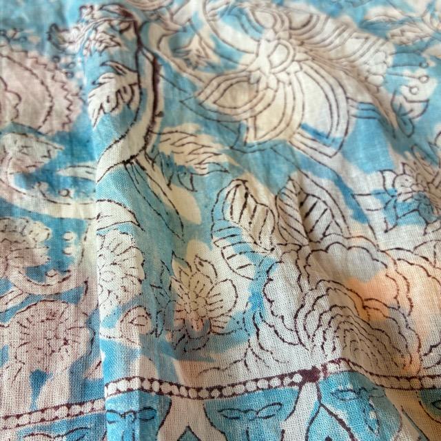 TOPANGA Homefurnishing India Block print curtain Blue F 110×180cm