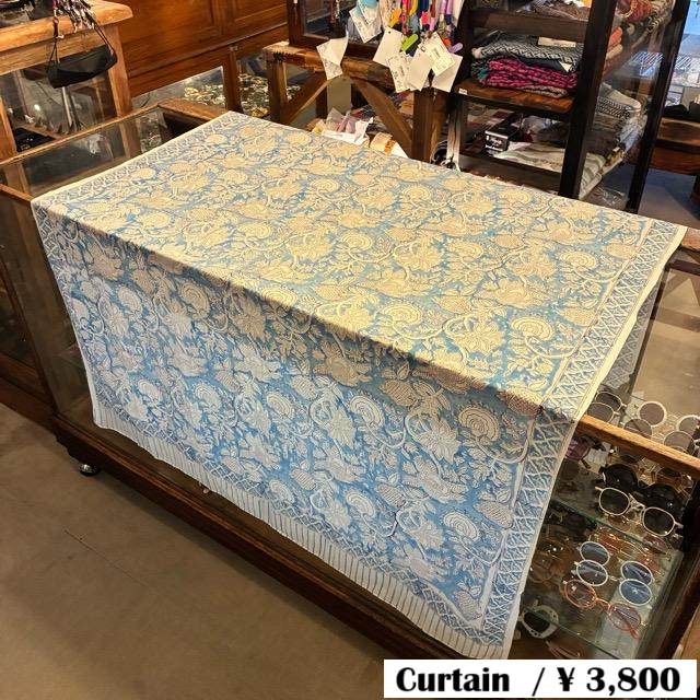 TOPANGA Homefurnishing India Block print curtain Blue F 110×180cm