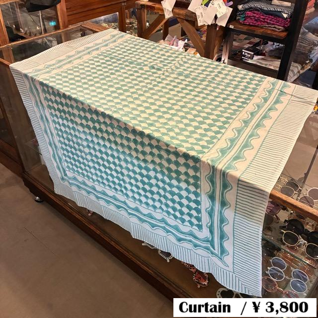 TOPANGA Homefurnishing India Block print curtain Green A 110×180cm