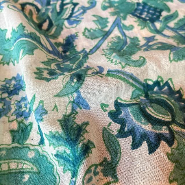 TOPANGA Homefurnishing India Block print curtain Green B 110×180cm