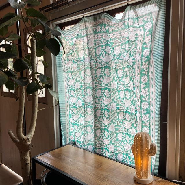 TOPANGA Homefurnishing India Block print curtain Green B 110×180cm