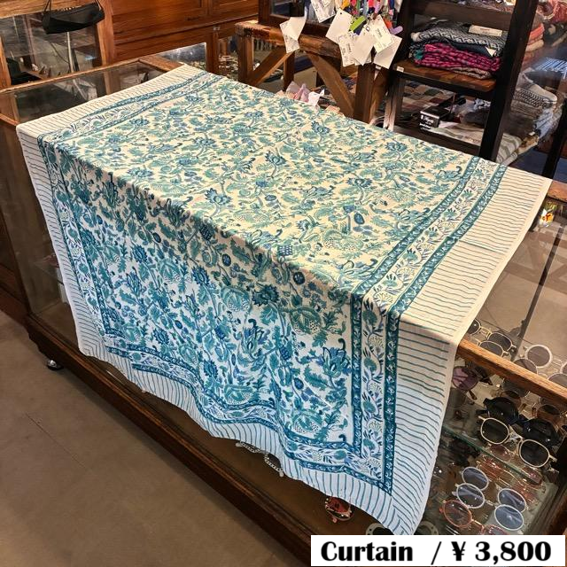 TOPANGA Homefurnishing India Block print curtain Green B 110×180cm