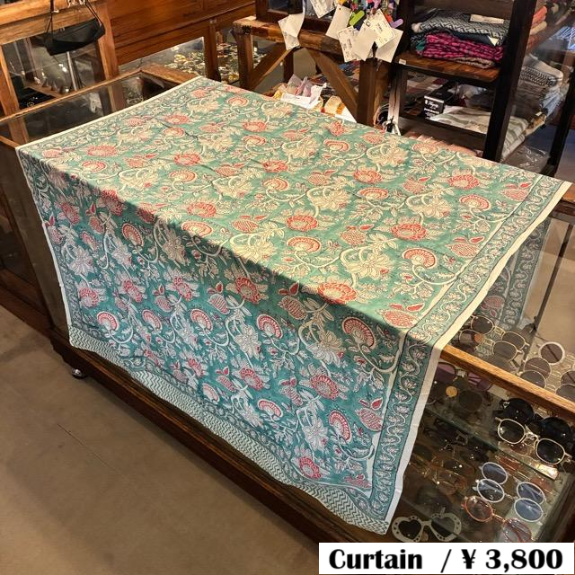 TOPANGA Homefurnishing India Block print curtain Green C 110×180cm