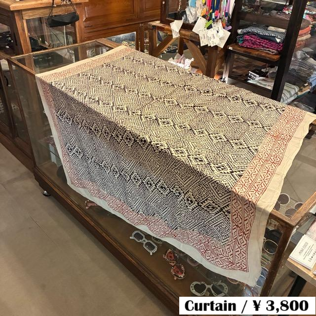 TOPANGA Homefurnishing India Mud dyeing Block print curtain B 110×180cm