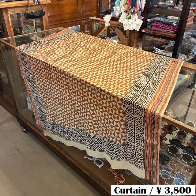 TOPANGA Homefurnishing India Mud dyeing Block print curtain F 110×180cm