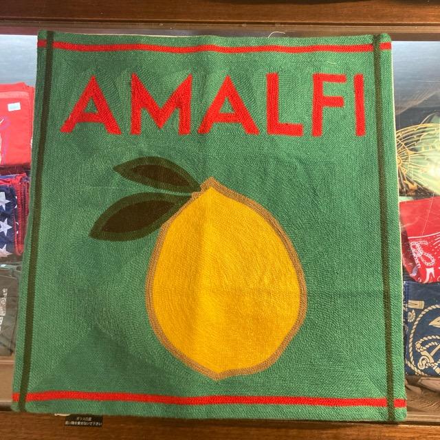 TOPANGA Homefurnishing　エンブロイダリークッションカバー　AMALFI　グリーン　45×45cm　刺繍　レモン　イタリア　アマルフィ　クッション　ソファ　ベッド