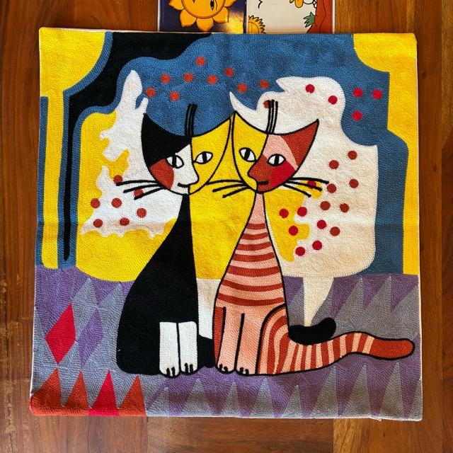 TOPANGA Homefurnishing Cat Embroidery Cushion Cover 45×45cm A　