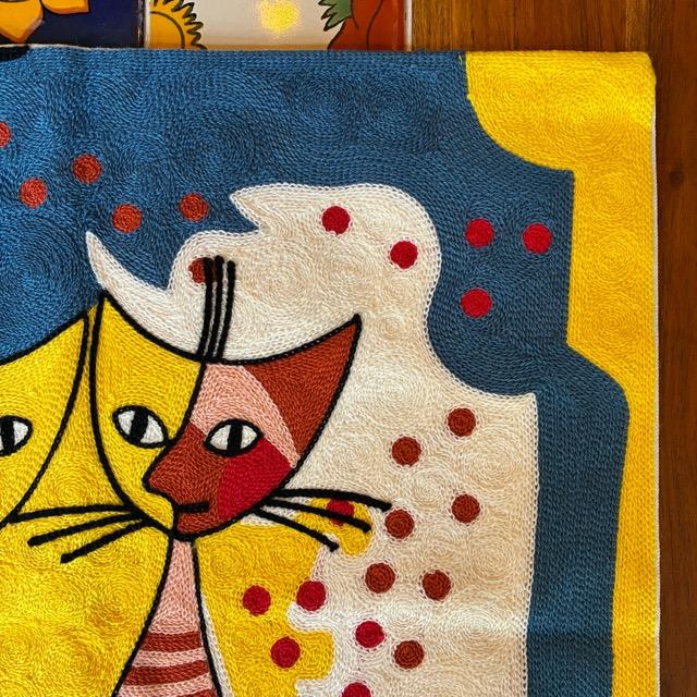 TOPANGA Homefurnishing Cat Embroidery Cushion Cover 45×45cm A　