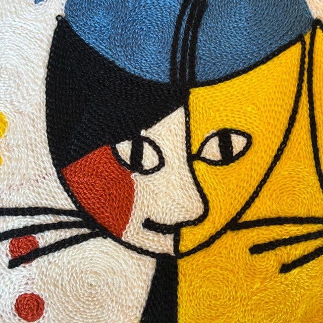 TOPANGA Homefurnishing Cat Embroidery Cushion Cover 45×45cm A　