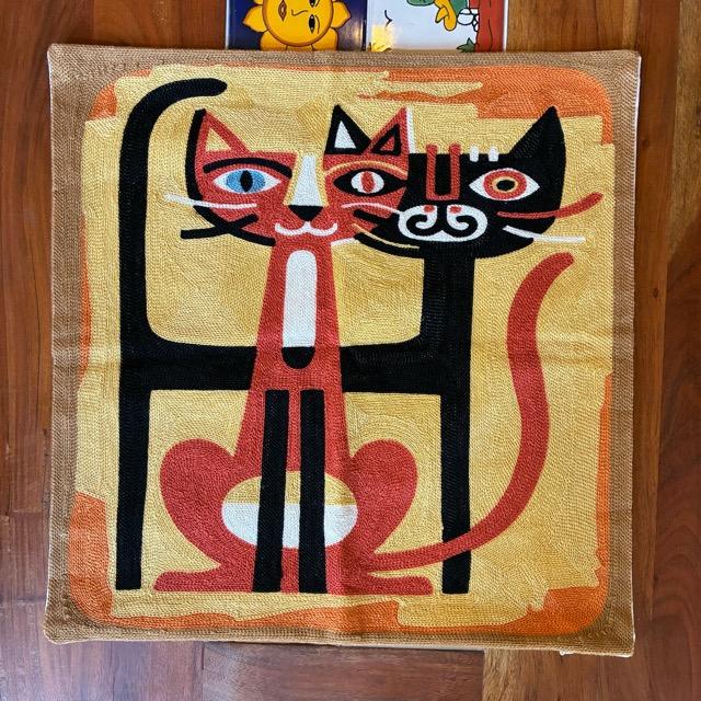 TOPANGA Homefurnishing Cat Embroidery Cushion Cover 45×45cm C