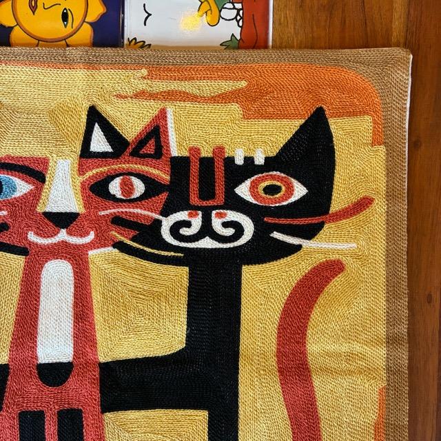 TOPANGA Homefurnishing Cat Embroidery Cushion Cover 45×45cm C