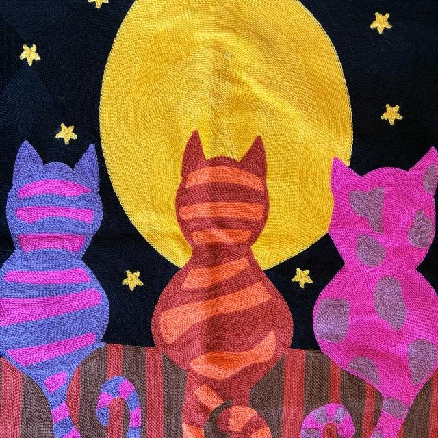 TOPANGA Homefurnishing Cat Embroidery Cushion Cover　45×45cm　D