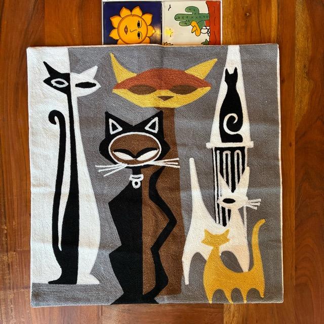 TOPANGA Homefurnishing Cat Embroidery Cushion Cover 45×45cm E