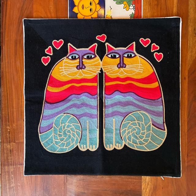 TOPANGA Homefurnishing Cat Embroidery Cushion Cover　45×45cm　J