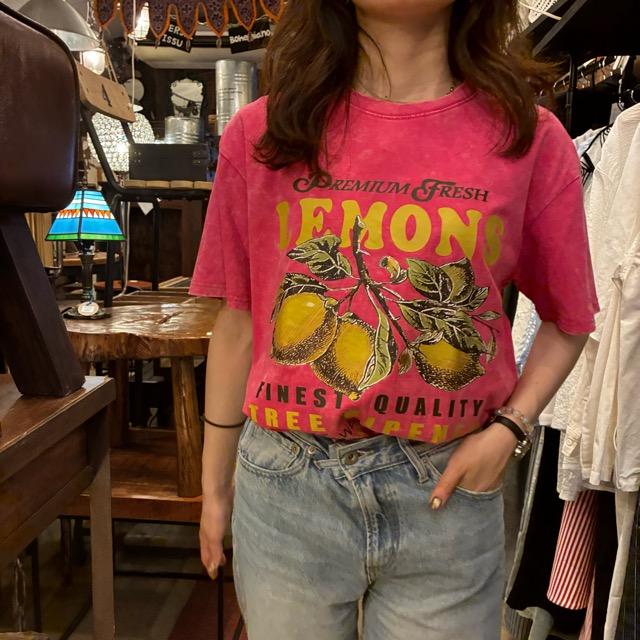 TOPANGA Lady's　グラフィックTシャツ　全2色　LEMONS　 全２色　ピンク　グリーン　カットソー　S　M　メンズ　レディース　ユニセックス