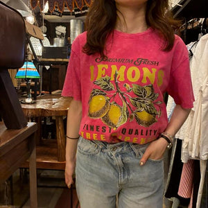 TOPANGA Lady's　グラフィックTシャツ　全2色　LEMONS　 全２色　ピンク　グリーン　カットソー　S　M　メンズ　レディース　ユニセックス