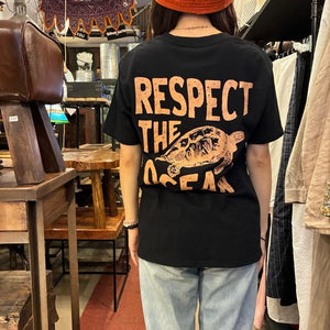 TOPANGA Lady's　グラフィックTシャツ　全2色　RESPECT OCEAN　 全２色　カメ　グリーン　ブラック　カットソー　M　L　XL　メンズ　レディース　ユニセックス