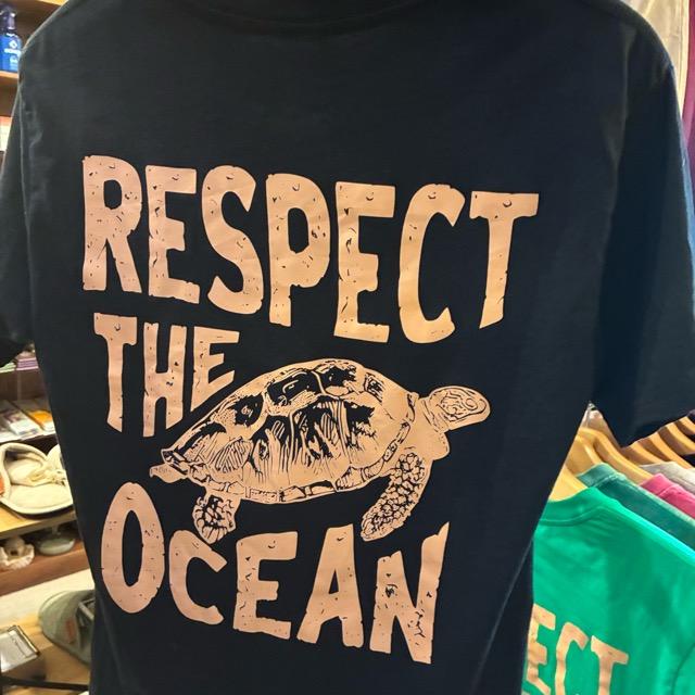TOPANGA Lady's　グラフィックTシャツ　全2色　RESPECT OCEAN　 全２色　カメ　グリーン　ブラック　カットソー　M　L　XL　メンズ　レディース　ユニセックス