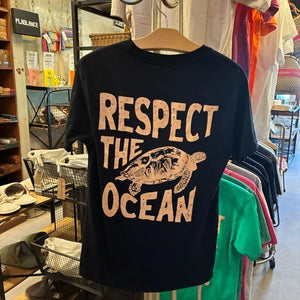 TOPANGA Lady's　グラフィックTシャツ　全2色　RESPECT OCEAN　 全２色　カメ　グリーン　ブラック　カットソー　M　L　XL　メンズ　レディース　ユニセックス
