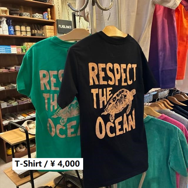 TOPANGA Lady's　グラフィックTシャツ　全2色　RESPECT OCEAN　 全２色　カメ　グリーン　ブラック　カットソー　M　L　XL　メンズ　レディース　ユニセックス