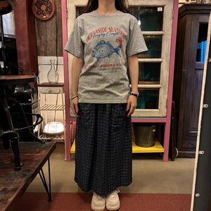 TOPANGA Lady's　グラフィックTシャツ　OCEANSIDE SEAFOOD　 ライトグレー　サカナ　フィッシュ　カットソー　S　M　L　メンズ　レディース　ユニセックス
