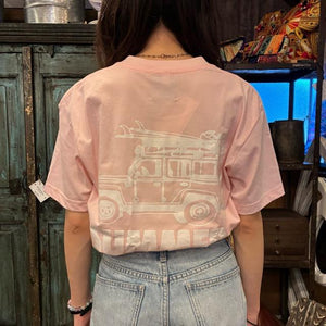 TOPANGA Lady's　グラフィックTシャツ　SUMMER　 ライトピンク　車　クルマ　アウトドア　カットソー　M　L　XL　メンズ　レディース　ユニセックス