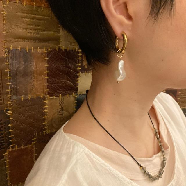 TOPANGA Jewelry　バロックパールビーズフープピアス　ゴールド　ジュエリー　パンク　シルバー　サージカルステンレス　キャッチ　スタッド