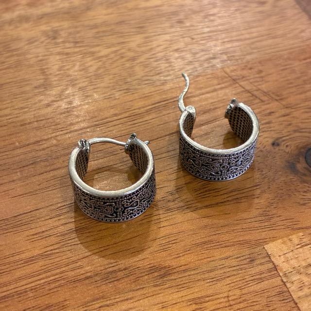 TOPANGA Jewelry Ancient Fat Hoop Earrings, Silver, Jewelry, Ring, Hoop Earrings, Simple, Unisex, Men's, Women's, Mail Order