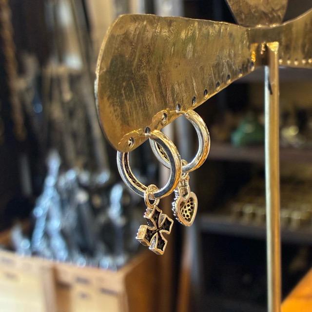TOPANGA Jewelry Crown & Cross Hoop Earrings, Silver, Jewelry, Ring, Hoop Earrings, Simple, Unisex, Men's, Women's, Mail Order　