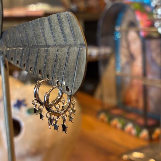 TOPANGA Jewelry　フリンジスターピアス　全2色　ゴールド　シルバー　ジュエリー　リング　フープピアス　シンプル　ユニセックス　メンズ　メール便