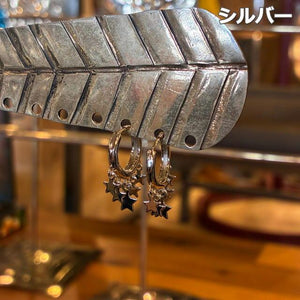 TOPANGA Jewelry　フリンジスターピアス　全2色　ゴールド　シルバー　ジュエリー　リング　フープピアス　シンプル　ユニセックス　メンズ　メール便