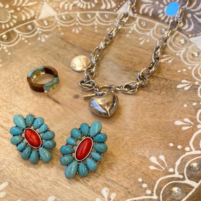 TOPANGA Jewelry　ボヘミアンターコイズピアス　SUNFLOWER　ジュエリー　キャッチ　boho　ギフト　プレゼント