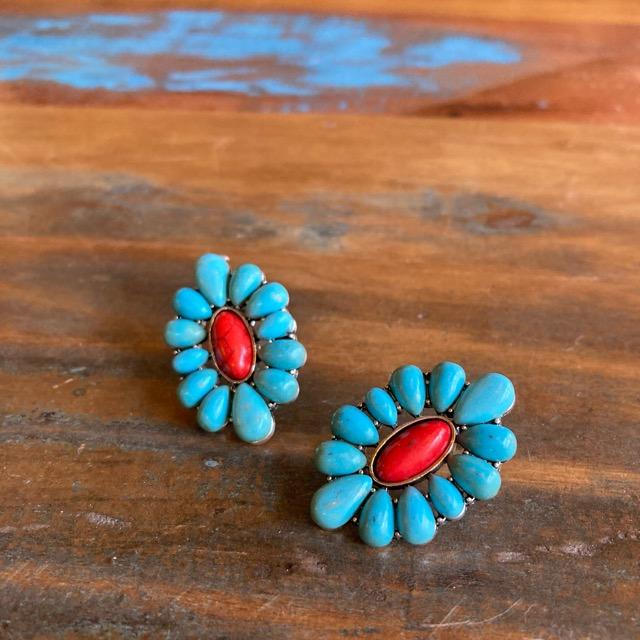 TOPANGA Jewelry　ボヘミアンターコイズピアス　SUNFLOWER　ジュエリー　キャッチ　boho　ギフト　プレゼント