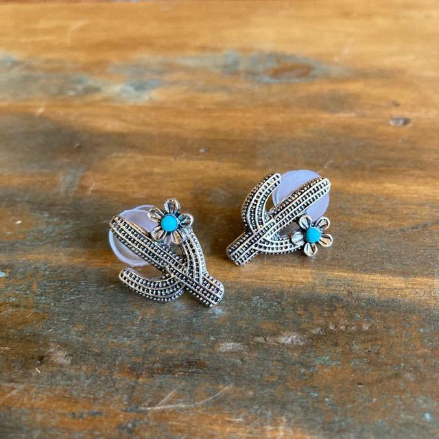 TOPANGA Jewelry　ボヘミアンターコイズピアス　CACTUS&FLOWER　ジュエリー　キャッチ　boho　ギフト　プレゼント