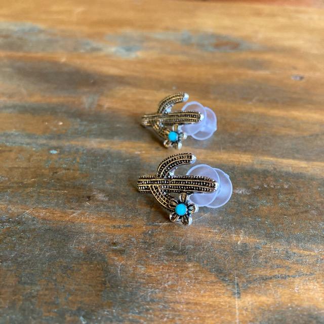 TOPANGA Jewelry　ボヘミアンターコイズピアス　CACTUS&FLOWER　ジュエリー　キャッチ　boho　ギフト　プレゼント