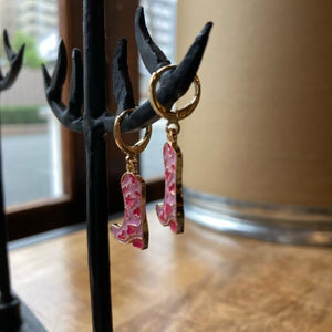 TOPANGA Jewelry Pink Camo Boot Earrings /  Camouflage Pattern Jewelry Catch Gift Present