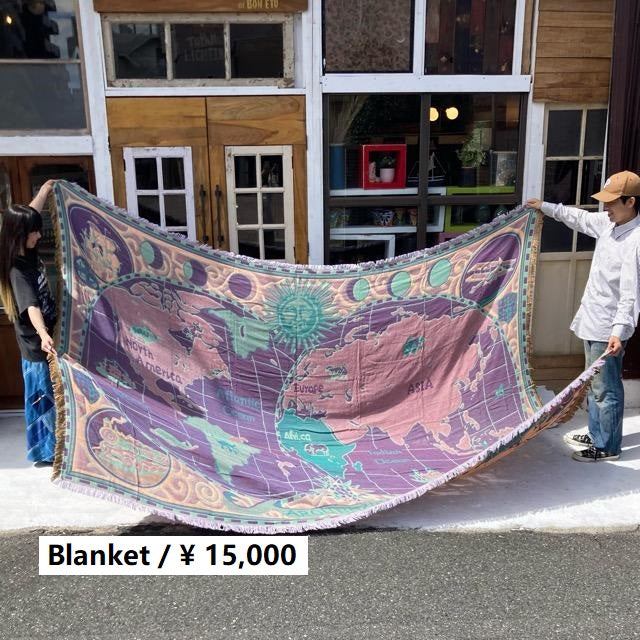 TOPANGA Homefurnishing　世界地図のスローケット　230×340cm　マルチカバー　ベッドカバー　アウトドア　キャンプ　インテリア　壁掛け　ワールドマップ