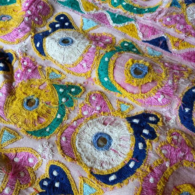INDIA Vintage Rabari embroidered fabric 50×190cm 24000-1